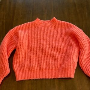 Hot pink crop sweater. Never worn. Size small